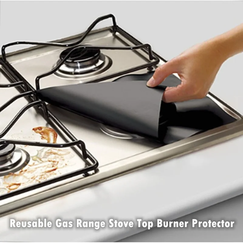 Hot Sale Reusable Gas Range Stove Top Burner Protector Liner Cover for Cleaning Gas Hob Protector Liner Microwave Cover 4Pcs