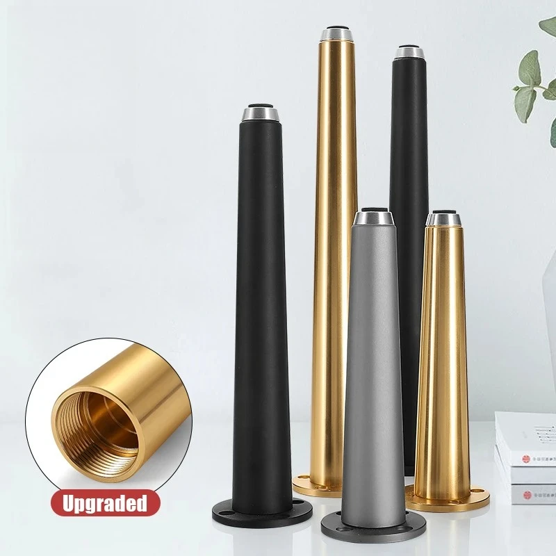 4PCS Space Adjustable Aluminum Alloy  Furniture Legs  Black Table Feet Sofa Leg Replacement with Rubber Pad Furniture Hardware
