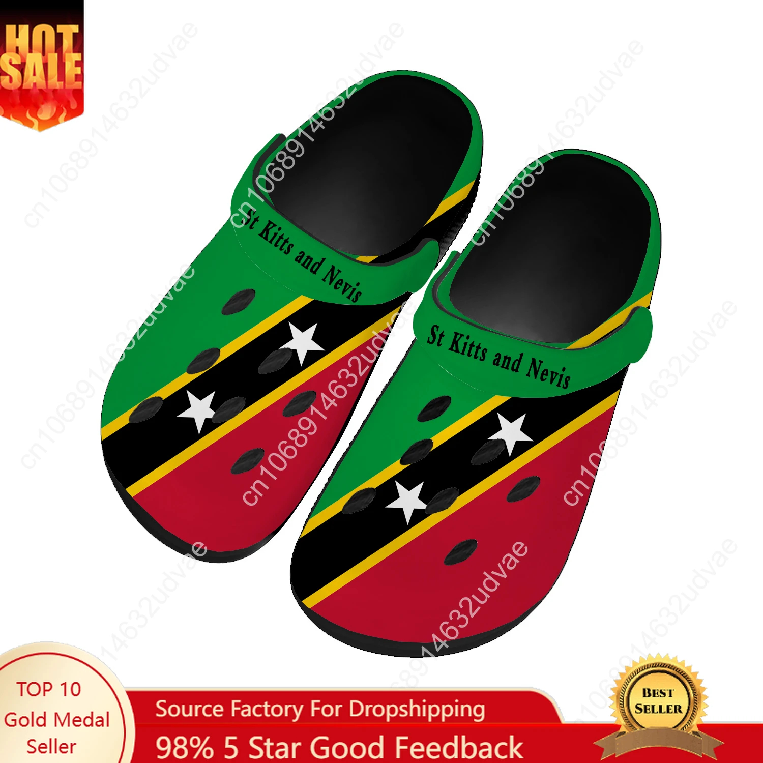 

St Kitts and Nevis Water Shoes Men Women Teenager High Quality Home Garden Clogs Custom Sandals Beach Breathable Hole Slippers