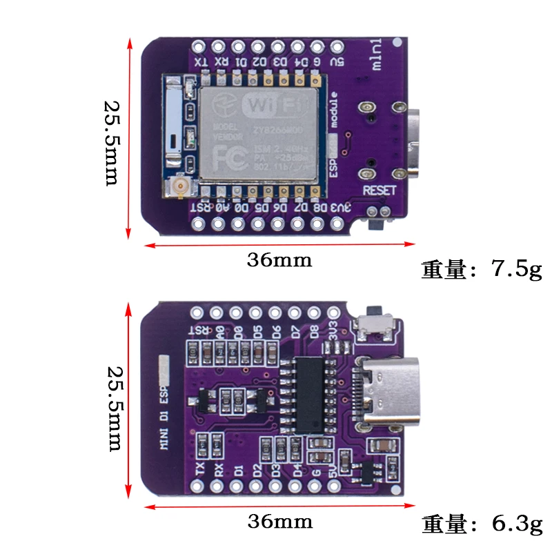 D1 Mini TYPE-C ESP8266 ESP-07/07S CH340G USB D1 Mini WIFI Development Board D1 Mini NodeMCU Lua IOT Board 3.3V With Pins