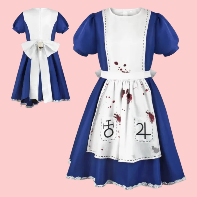 لعبة جديدة أليس الجنون يعود تأثيري حلي أليس خادمة فستان موحد الكبار النساء هالوين أنيمي الفتيات كرنفال فستان حفلة