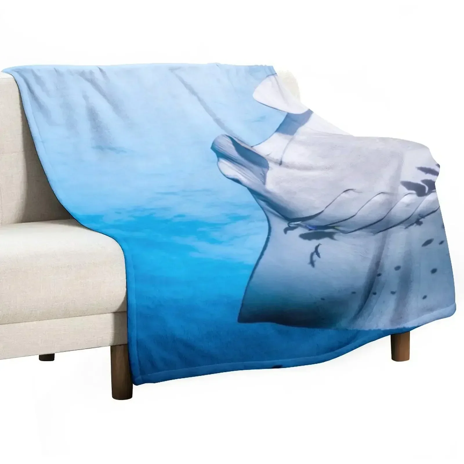 Cute Manta ray swimming in the blue ocean Throw Blanket Moving Cute Bed Fashionable decorative Blankets