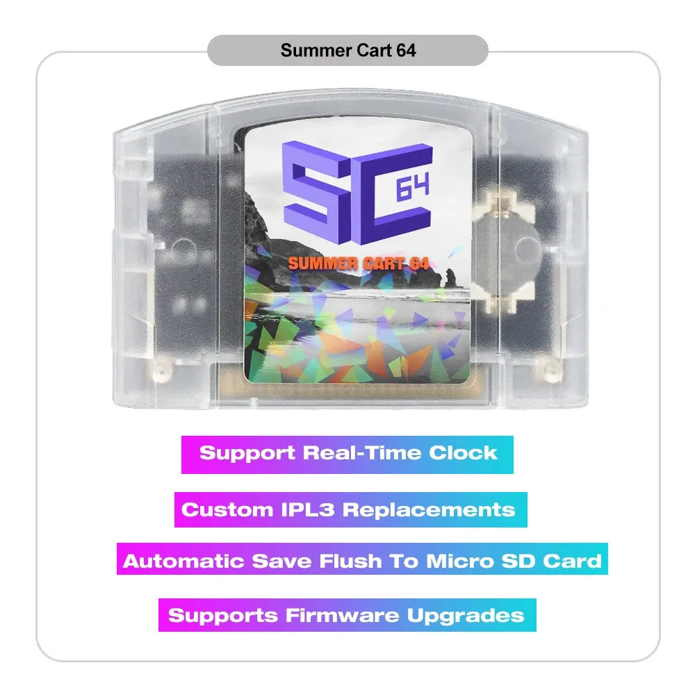 SummerCart 64 오픈 소스 N64 게임 카드, 무료 16GB SD 카드 호환, 700 개 이상의 게임 및 64DD 게임