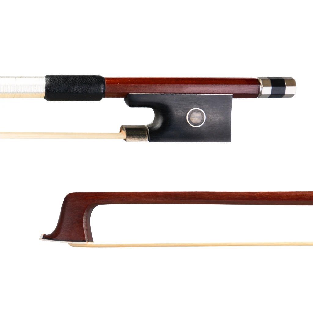 Mugig 4/4 Violin Bow Brazilwood Octagonal Stick Seep Leather Wrap Ebony Frog Bow Well Balance