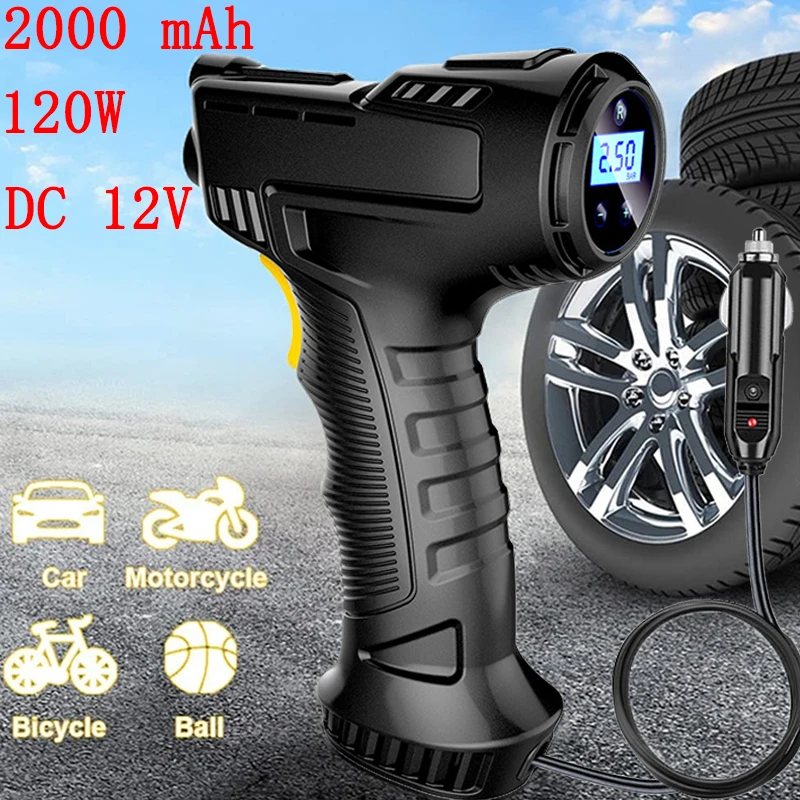 

2000 mAh Car Multifunction Portable Tire Inflator Pump Air Compressor Wireless Rechargeable for Car Motocycle Auto Accessories