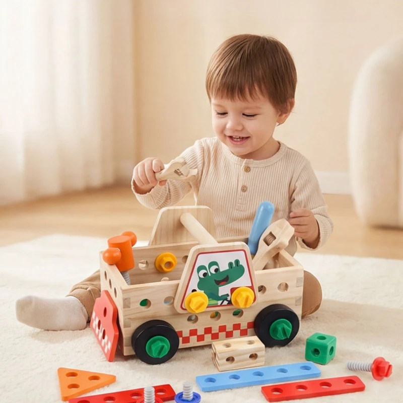 Childrens Assembly Toy Truck for Kindergarten Realistic Screw and Nut Assembly and Disassembly Educational Wooden Toy Kids Tools