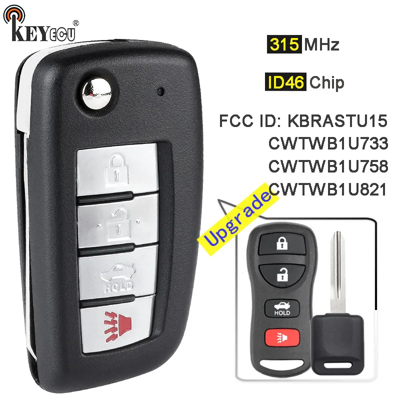 KEYECU 315MHz ID46 Chip KBRASTU15 CWTWB1U733 CWTWB1U758 CWTWB1U821 Remote Key Fob for Nissan Versa Xterra For Infiniti FX35 FX45