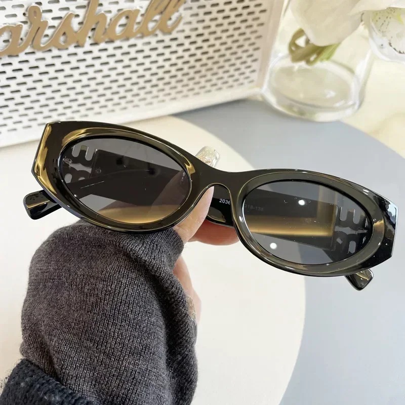 2025 موضة جديدة البيضاوي النظارات الشمسية النساء الرجال العلامة التجارية تصميم فاخر إطار صغير نظارات شمسية السيدات ييويرز Oculos دي سول UV400 #3