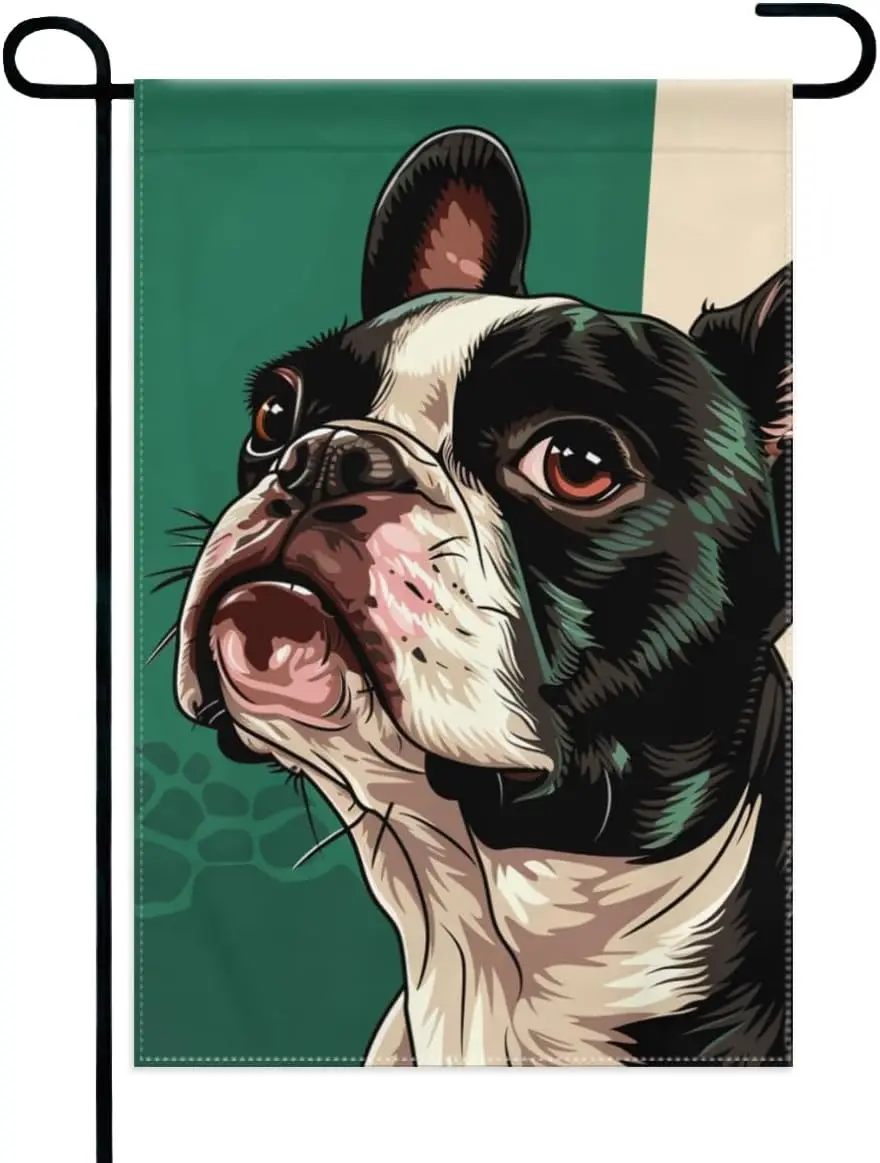 Boston Terrier Dog Mexican Flag Welcome Garden Flags-Fade Resistant Yard Flags,Double Sided Vertical Garden Flags for All Season