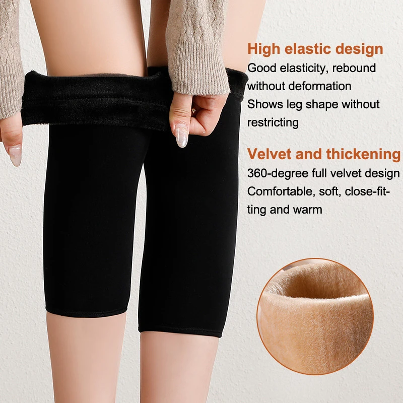 두꺼운 플러시 겨울용 따뜻한 무릎 보호대 방한 플리스 무릎 보호대 열 보존 스포츠 노인용 추위 방지 무릎 보호대