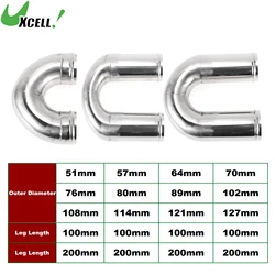 UXCELL 180 Degree 100mm 200mm Leg Length Mandrel Exhaust Tube with Bead Roll Car Modified Exhaust Pipe Piping 51-127mm OD