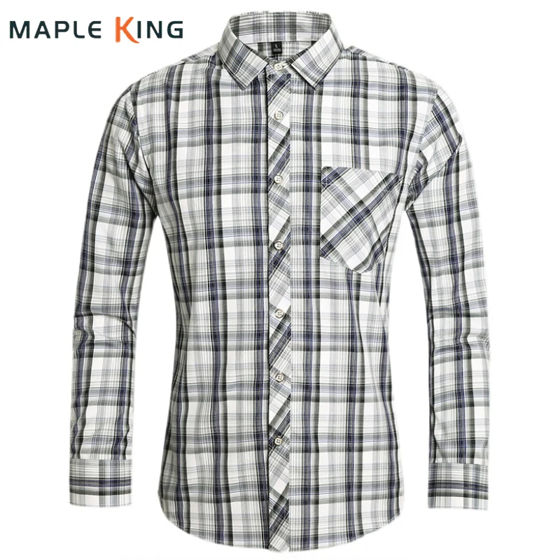 

Plus Size Mens Pocket Designer Plaid Shirts Vintage Long Sleeve Button Up Dress Business Shirt Men Camisas Streetwear Masculina