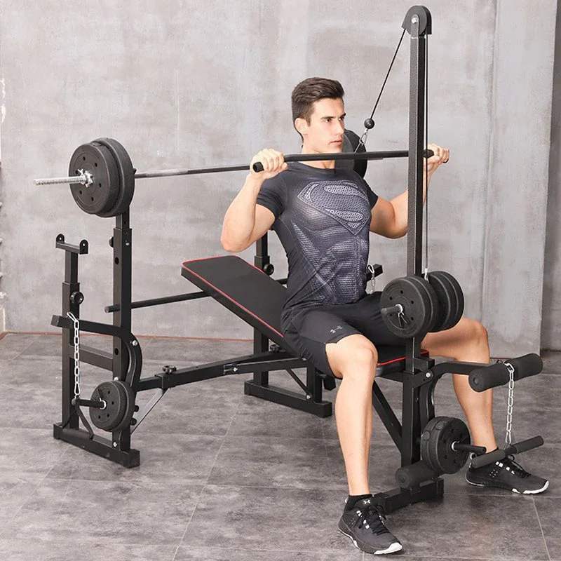 Multi-Function Barbell Weight Lifting Power Rack Adjustable Bench Gym Fitness Equipment Strength Dumbbell Bench