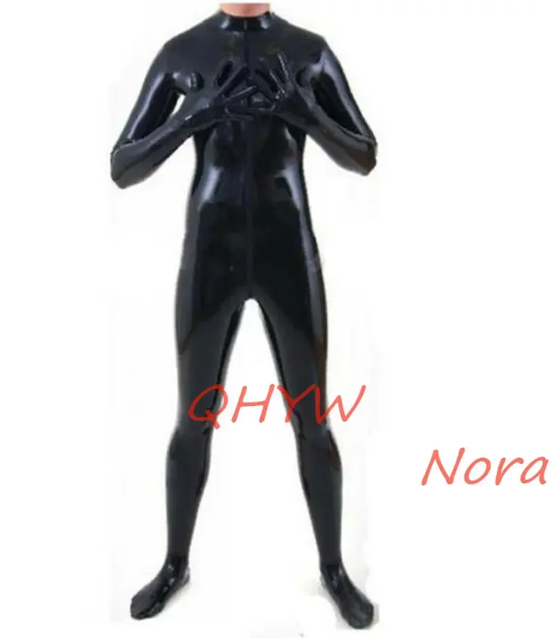 Catsuit Sexy en Latex pour Homme, Fait à la Main, Personnalisé, avec 5 Gants, Chaussettes, Zentai Fetish, Combinaisons de Batterie, Fermeture Éclair Avant