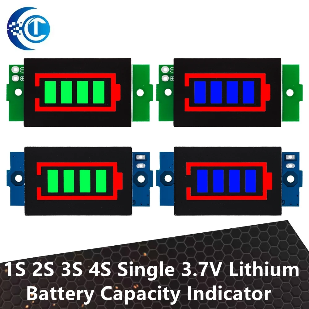 1S - 4S Single 3.7V Lithium Battery Capacity Indicator Module: 4.2V Blue Display Electric Vehicle Battery Power Tester Li-ion