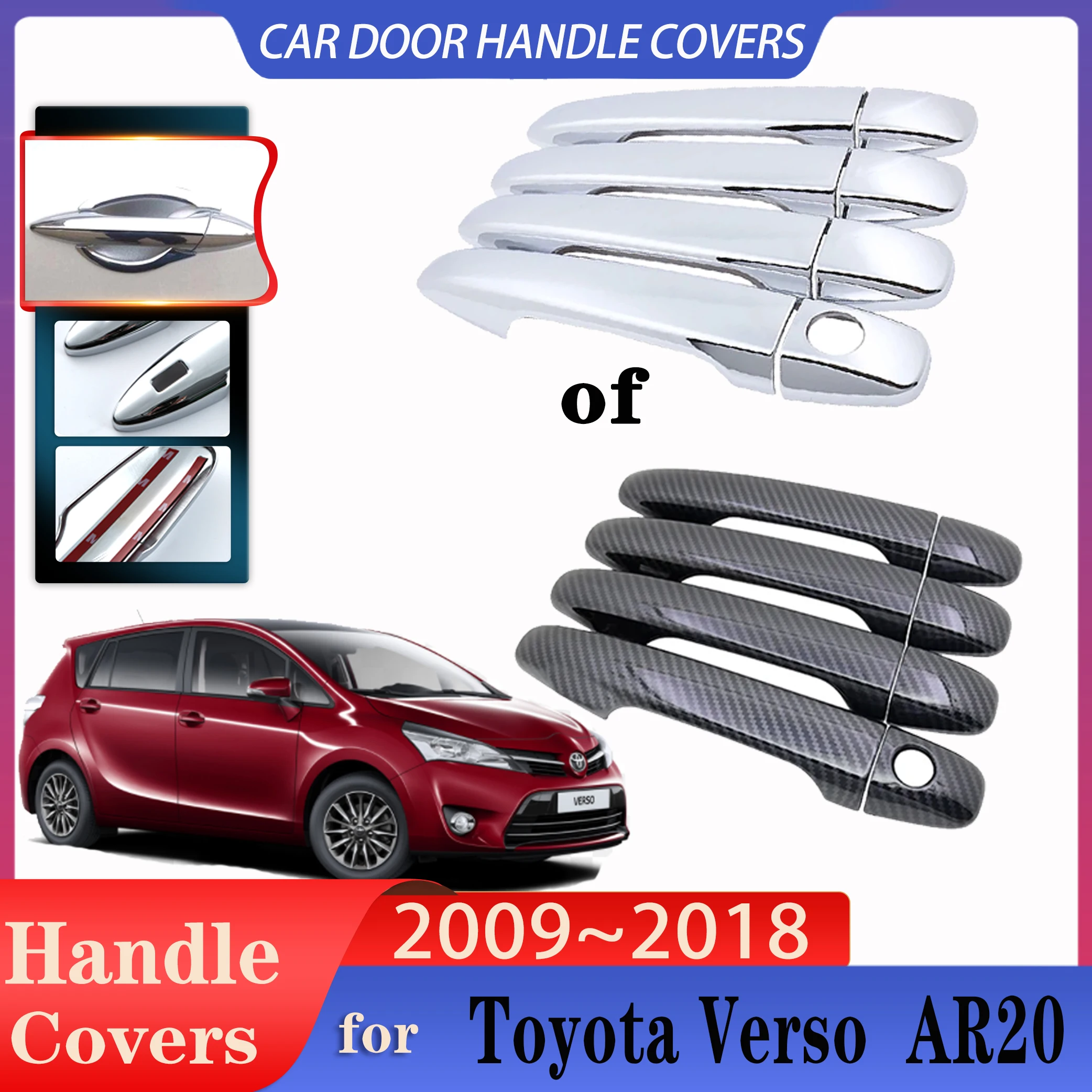 For Toyota Verso Accessories 2009~2018 2015 Car Door Handles Luxurious Covers Exterior Scratch Protective Decor Car Accessories