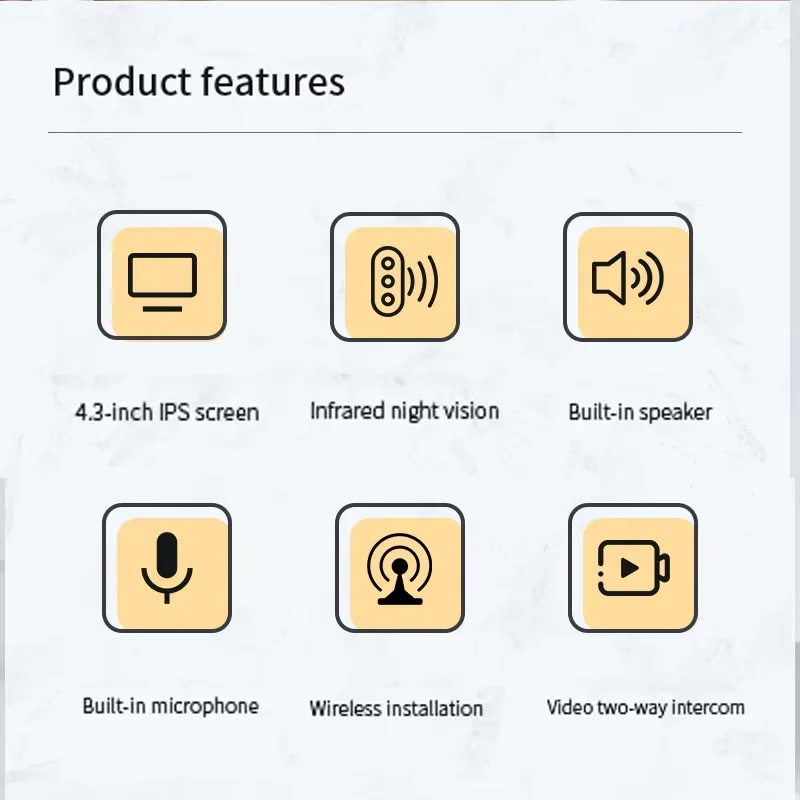 Draadloze deurbel intercom HD Nachtzicht 4,3 inch lPs-scherm Waterdichte visuele deurbelcamera smart Home security Video per bel