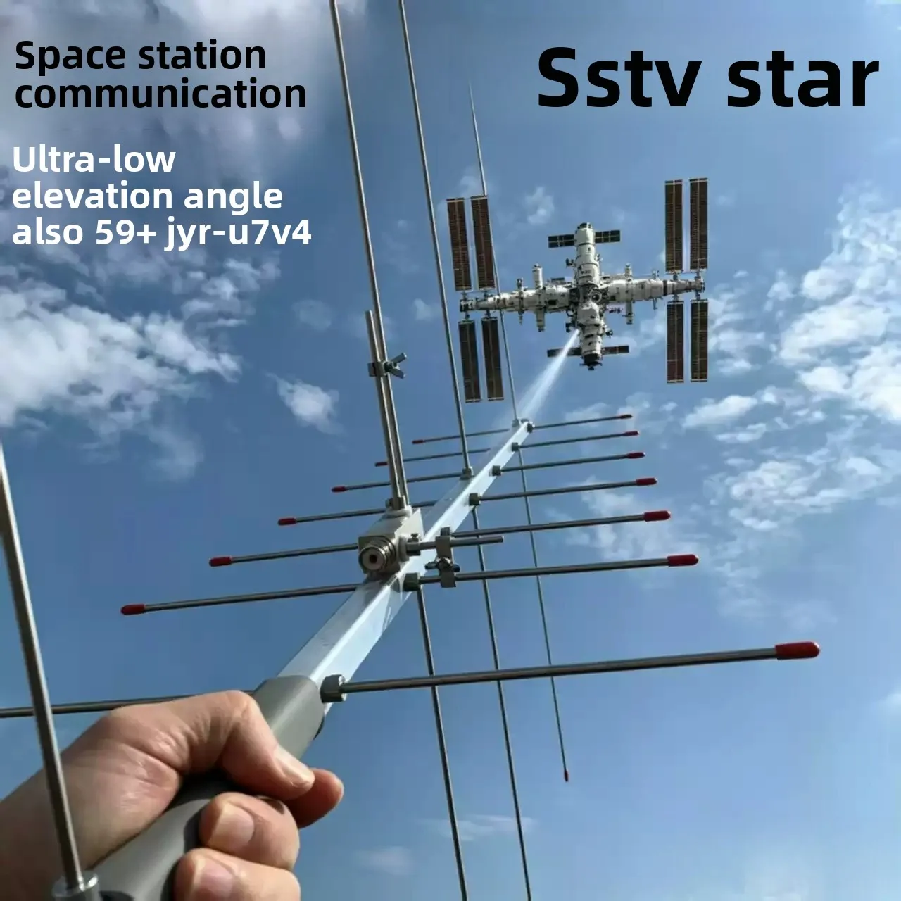 JYR-U7V4 Handheld Dual-Band Cross Yagi Antenna – Low-Angle Satellite Communication for ISS Image Reception, Amateur Radio