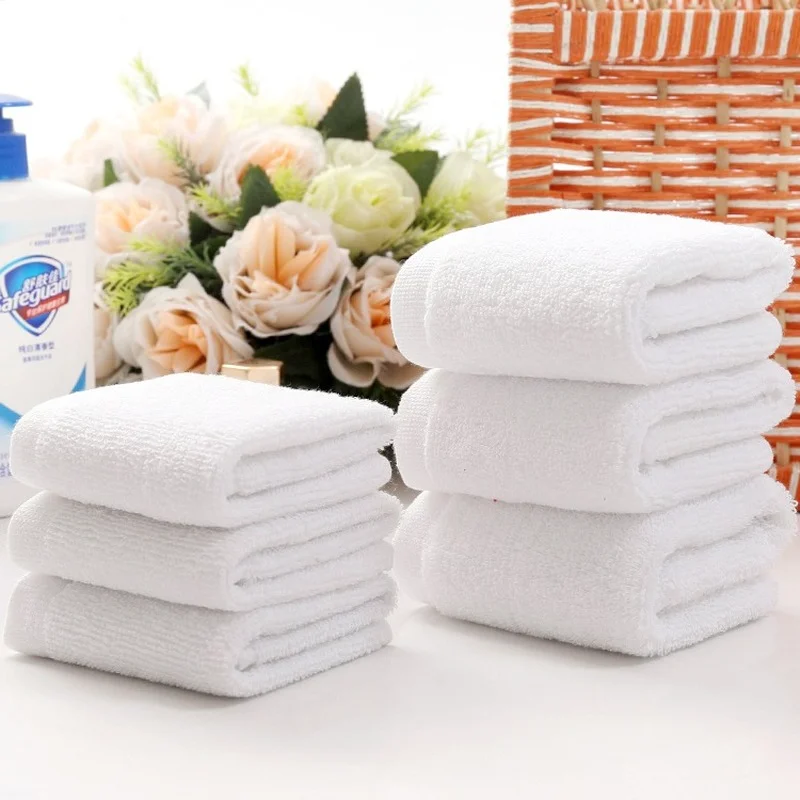 

10pcs/lot Good Quality White Cheap Face Towel Small Hand Towels Kitchen Towel Hotel Restaurant Kindergarten Cotton Towel