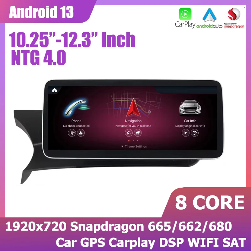 12.3“ Android 13 Carplay GPS Player DSP For Mercedes Benz C-Class W204 2007-2010 NTG 4.0 Snapdragon BT WIFI 4G