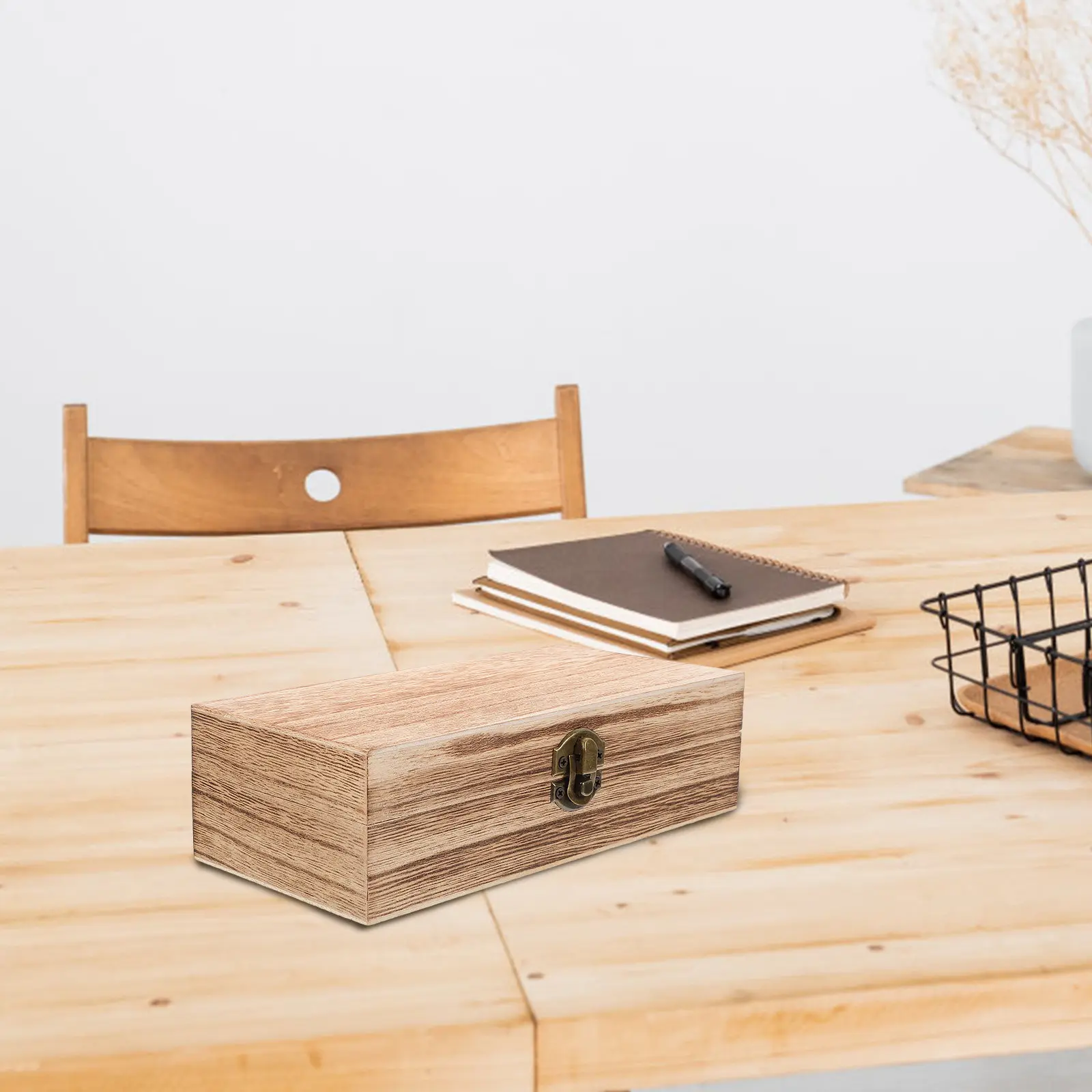 Wooden Rectangular Jewelry Box Rustic Style Lid Convenience Jewelry Storage Organizer Container Wooden Boxes with Lids