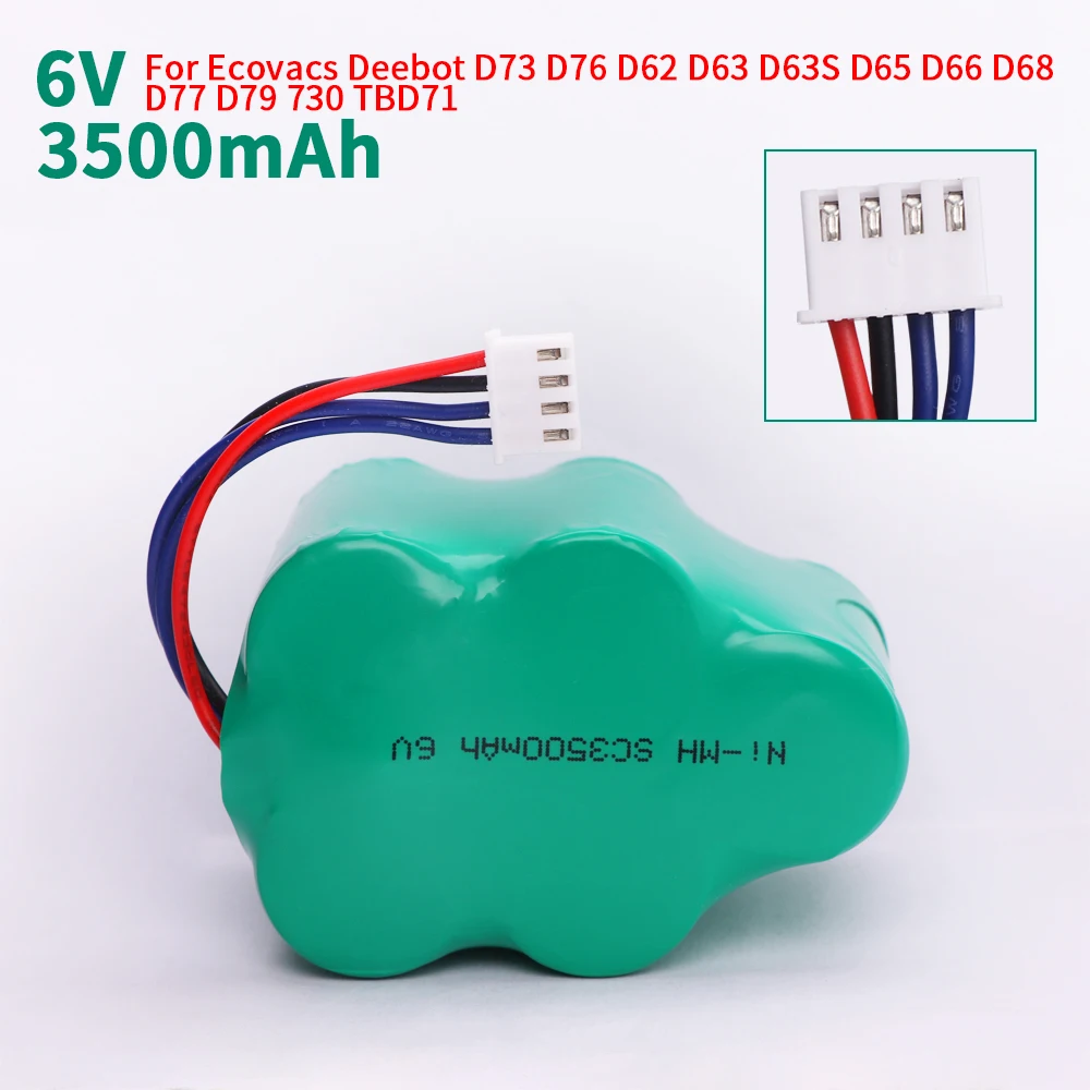 

3500mAh 6V Ni-MH Vacuum Cleaner Robot battery in For 620 710 D73 D76 ECOVACS LP43SC 3300P5 Fits COD RB001 CEN630 TBD71 etc