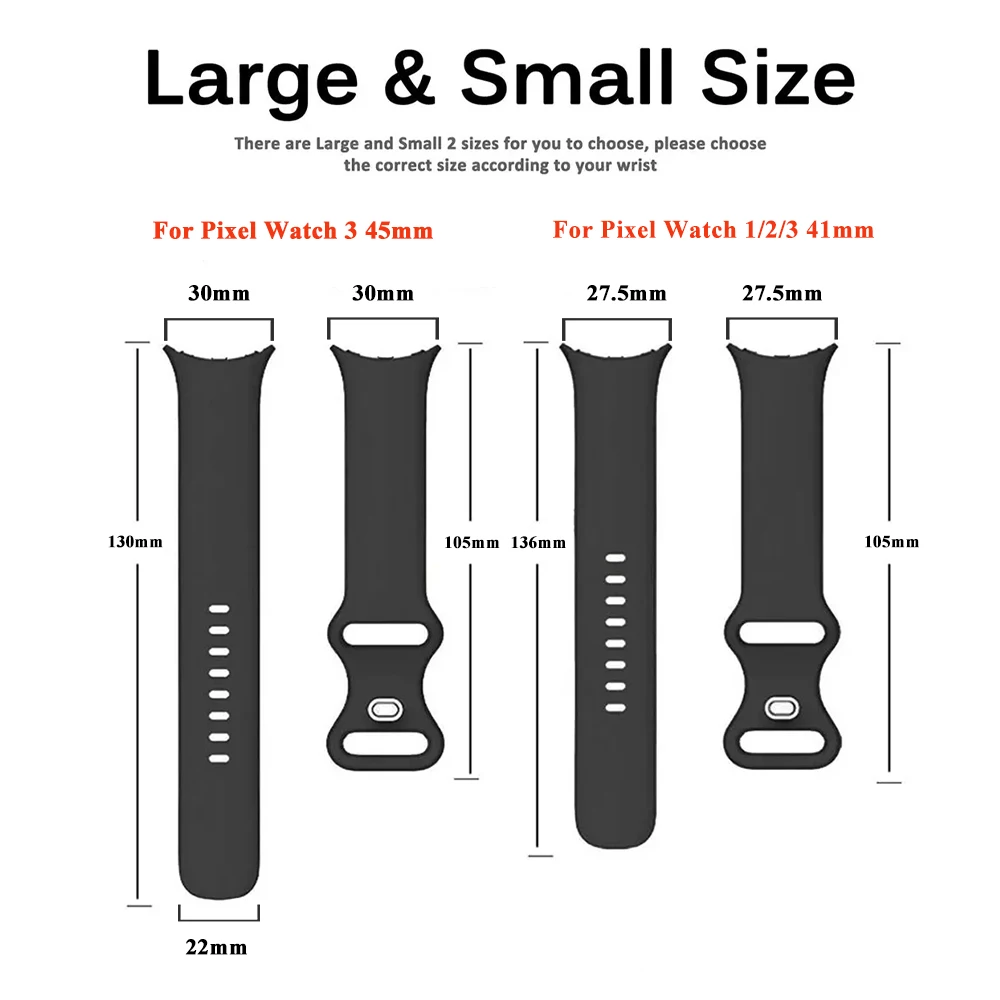 Strap for Google Pixel Watch 3 Bands 41mm 45mm/Pixel Watch 2 for Women Men Durable Silicone Strap for Google Pixel Watch 2 1