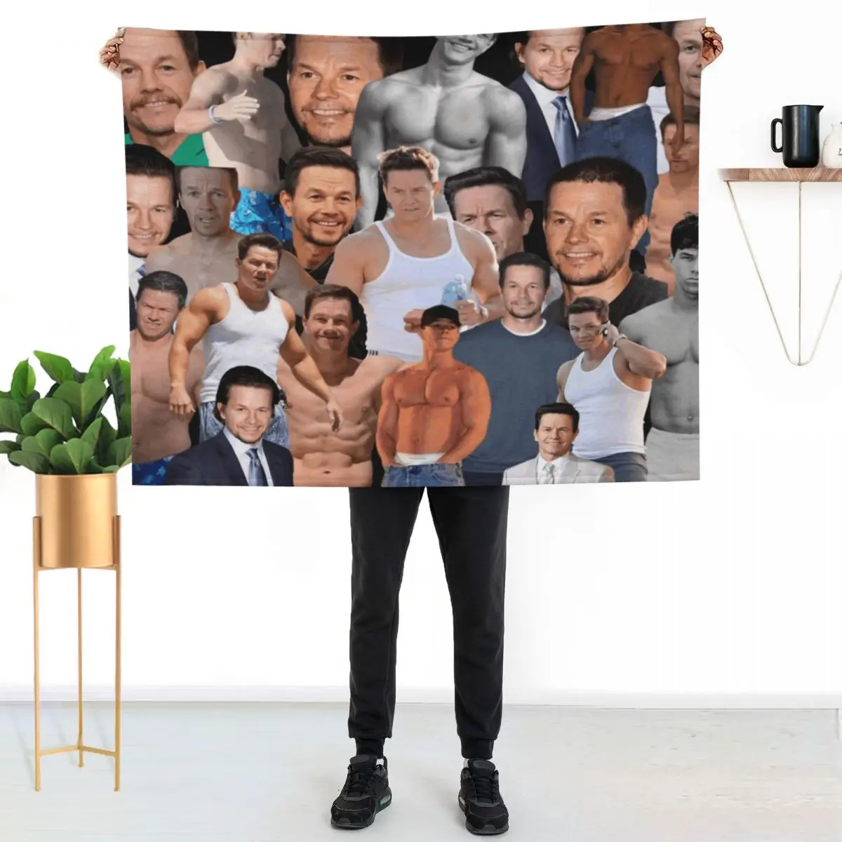 mark wahlberg photo collage Throw Blanket Shaggy Furry Soft Blanket for Bedroom Living Room