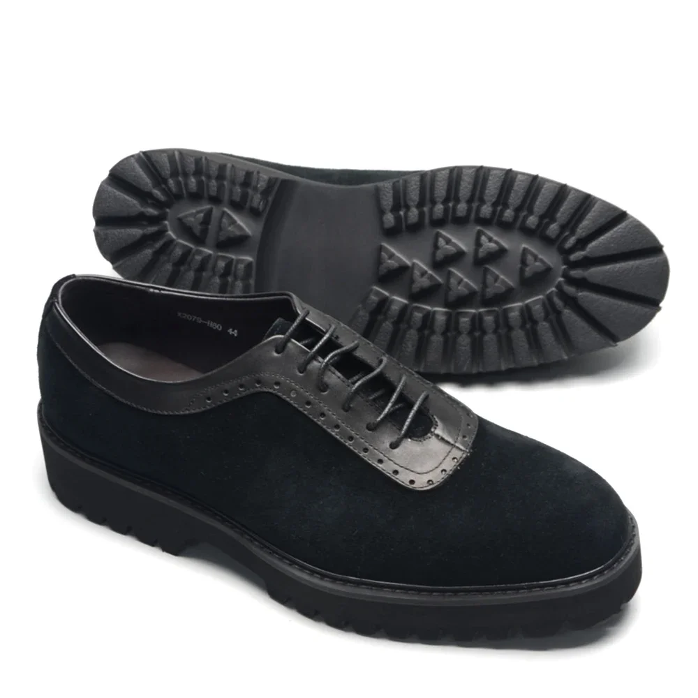 Designer Luxury Men's Casual Shoes Black EVA Soft Sole Genuine Cow Suede Leather Oxfords Social Party Sneakers Man Footwear
