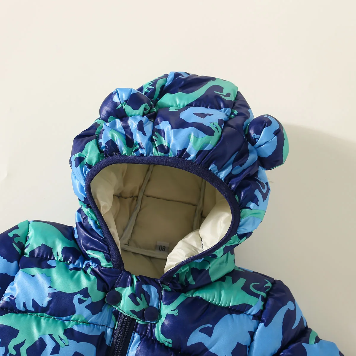 Toddler Boy Dinosaur Pattern Hooded Cotton-padded Jacket