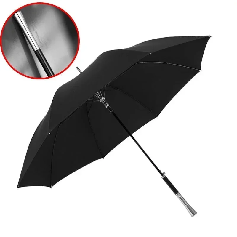 Vintage Gentleman Walking Stick Umbrellas Simple Luxury Large Automatic Long Handle Straight Rain Umbrella Business Household