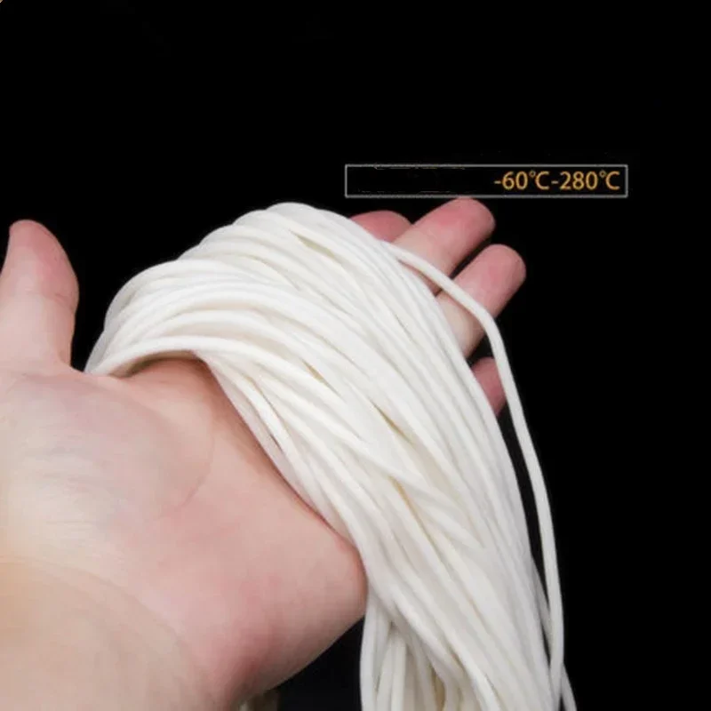 

10m Foamed Silicone Rubber Seal Strip Silicon Sponge Cord Round Solid VMQ Dia.1/2/3/4/4.5/5/6/7/8/9/10