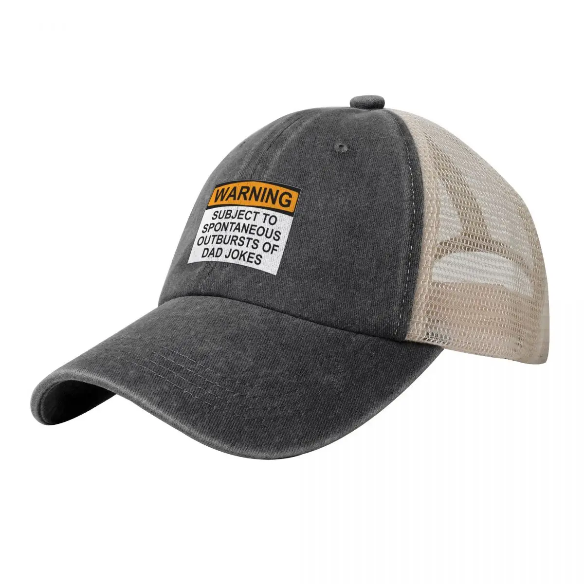 WARNING: SUBJECT TO SPONTANEOUS OUTBURSTS OF DAD JOKES Cowboy Mesh Baseball Cap Golf Hat Man fishing hat For Women Men's