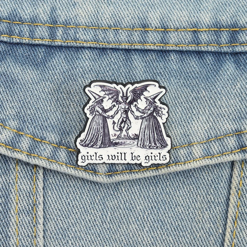 Dark Humor Witch Pin Retro Occult Design Brooch with Playful Quote Accessory for Daily Wear Unconventional Fan Style