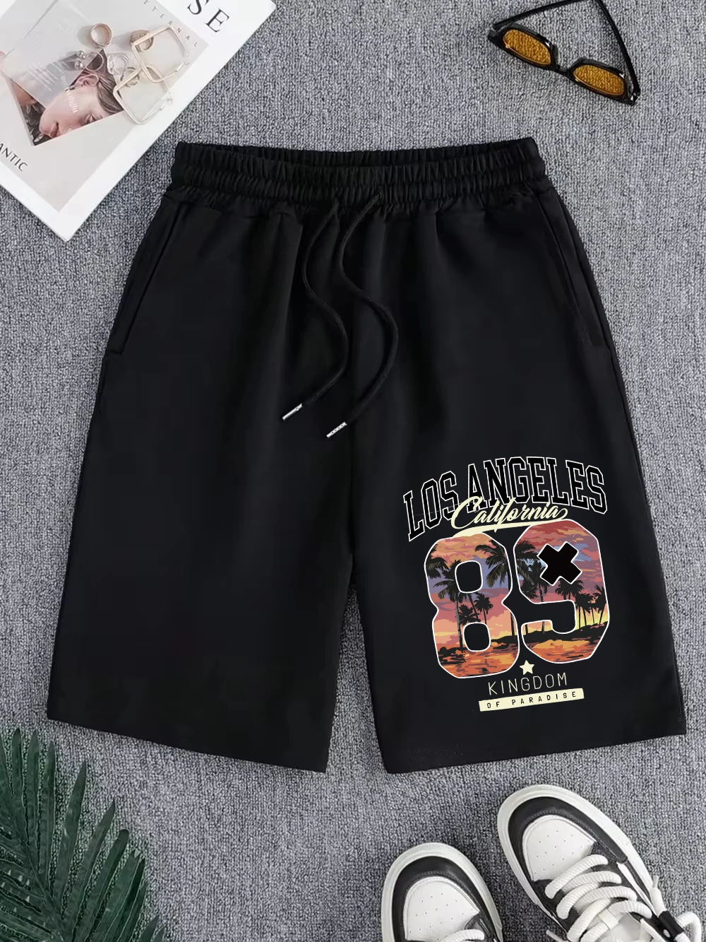 

Мужские шорты California Kingdom 89Prints: базовые, с высокой талией, широкие, до колена, летние, оверсайз, повседневные, с карманами