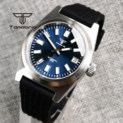 Tandorio Grey/Black/Blue Sunburst Dial PT5000 NH35 Automatic Men's Watch Sapphire 20Bar Brushed Diver Case Waffle Band Auto Date