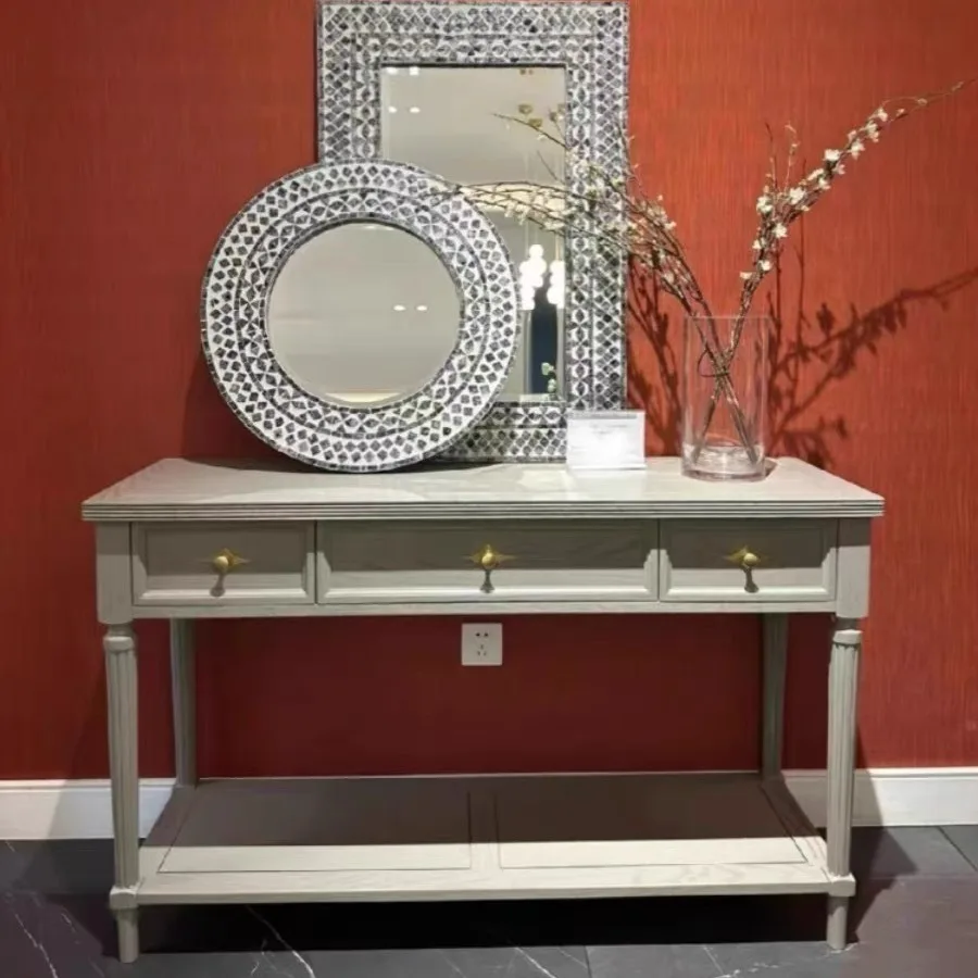 

American light luxury solid wood entrance table decorative cabinet French living room partition cabinet