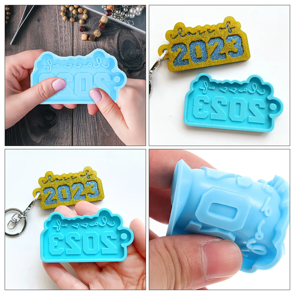 

6pcs Keychain Silicone Mold Deep Cavity Durable Reusable Graduation Decor Pendant Molds Locket Accessories Easy Clean Storage