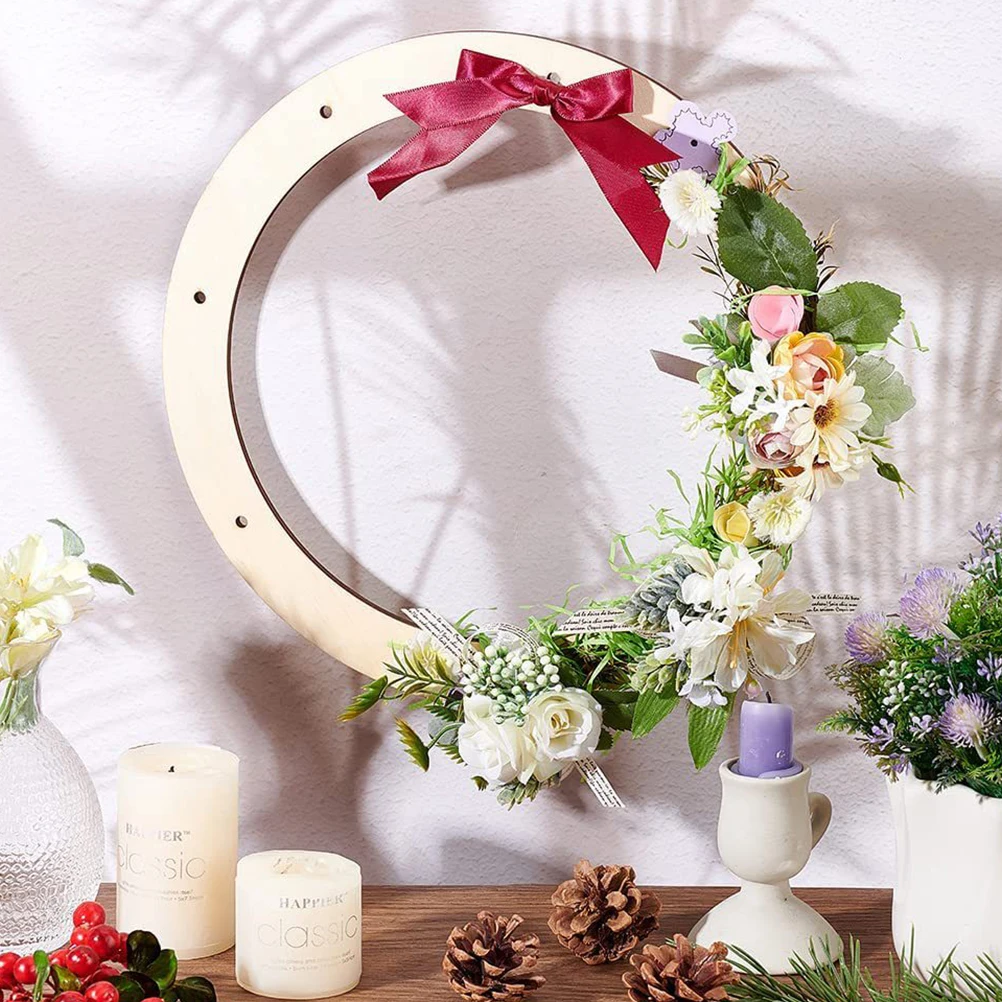 

2Pcs Wood Wreath Frame Rings DIY Wreath Making Supplies Smooth Wooden Hoops for Crafts Xmas Christmas Valentine Holiday