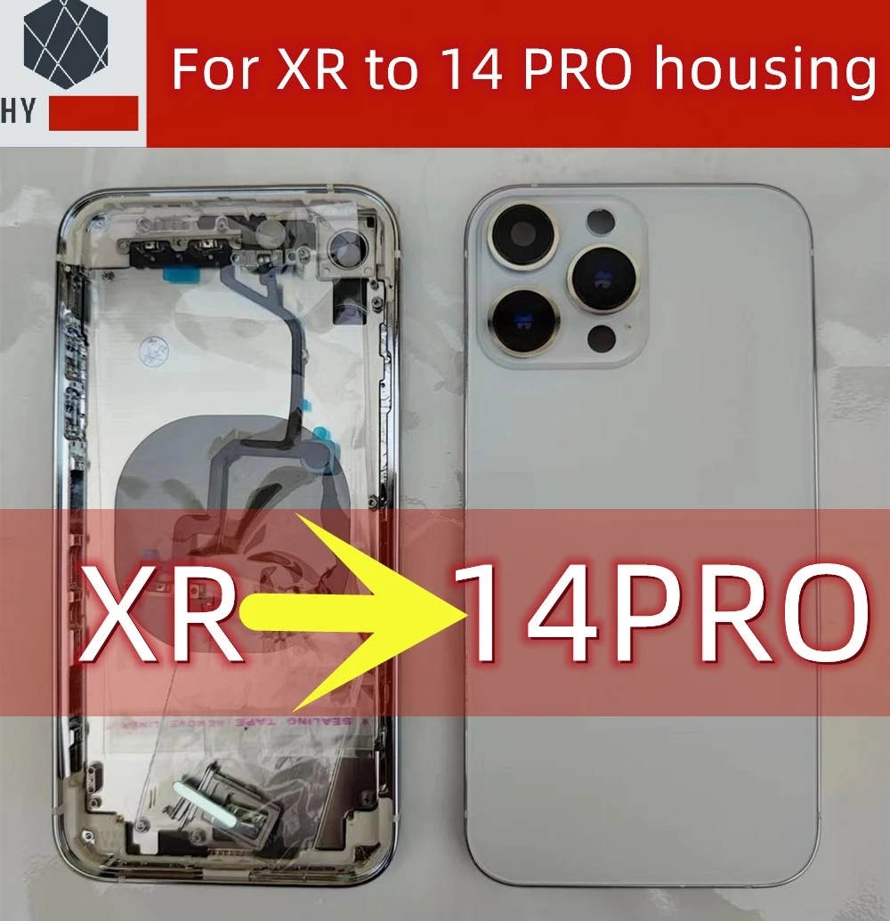housing For XR Like 14 Pro Housing XR To 14 Pro Back DIY Back Cover Housing Battery Middle Frame Replacement