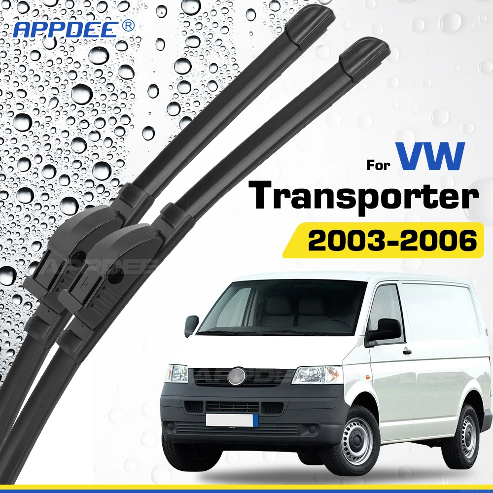 

Стеклоочиститель APPDEE для VW Caravelle Transporter T5 2003-2006, силиконовые и резиновые передние щетки стеклоочистителя, щетки для лобового стекла, окон