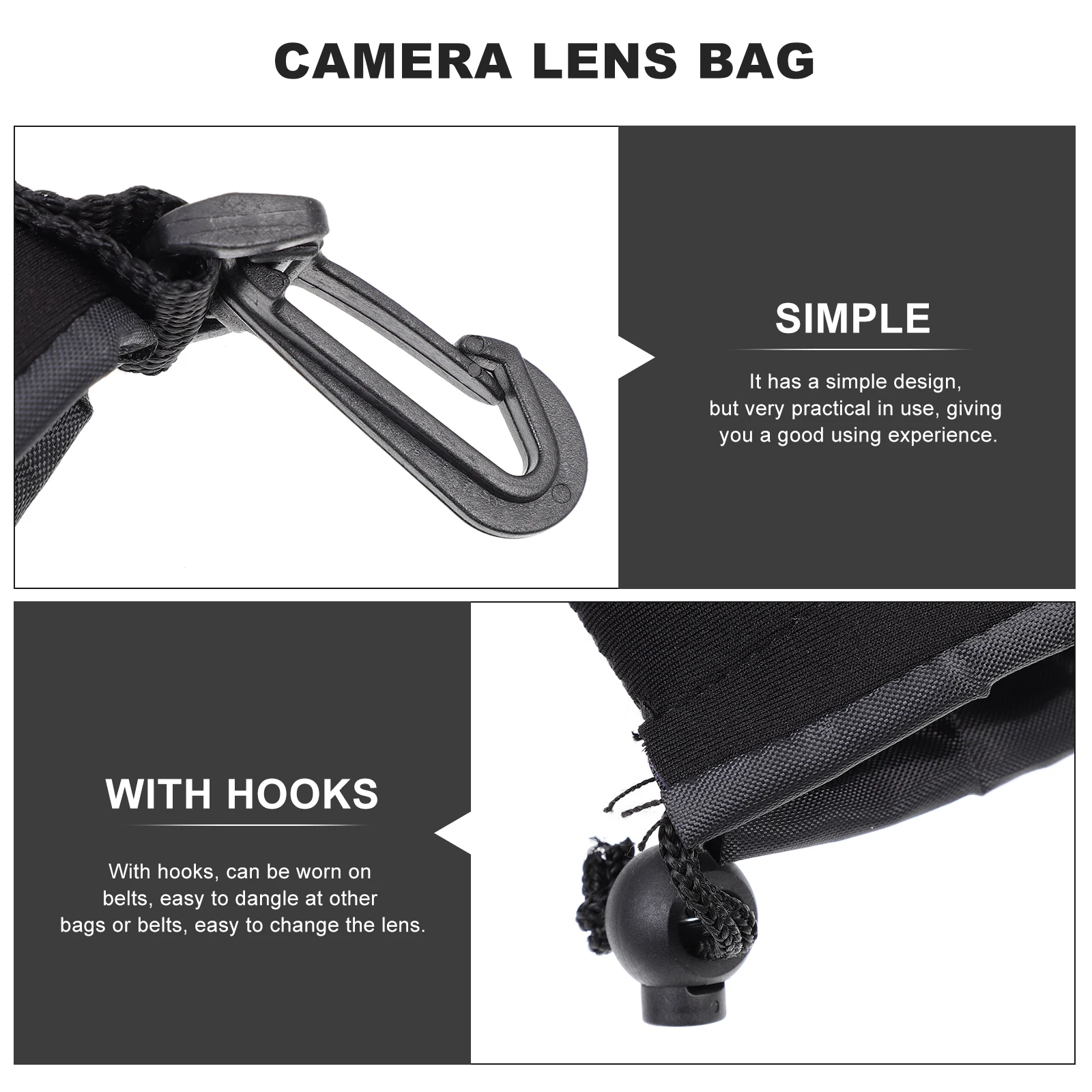 

4pcs Waterproof Camera Lens Pouch Holder Bag With Hooks Belt Mount Dustproof Shockproof Neoprene For Photography Storage