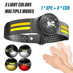 Rechargeable LED Headlamp Fishing Light Camping Flashlight Wide Range of Lighting With White/Red/Yellow 3-color Light Source