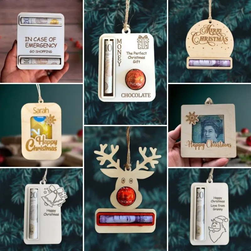 Christmas Decoration Wooden Wallet Bell Pendant Diy Christmas Tree Pendants For Home Xmas Navidad Gifts New Year 2023