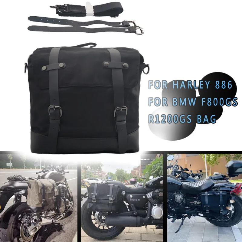 For BMW R1200GS Waterproof Motorcycle Vintage Canvas Bag Motor Side Luggage Universal Travel Shoulder Bag for Honda Forza350