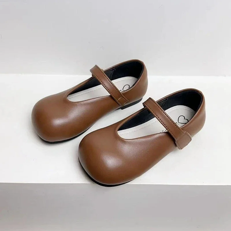 Brand 2025 Flats Shoes For Kids Girs Patent Leather Simple Solid Wide Toe Spring Dress Shoes For Children Women,Mary Jane Shoes