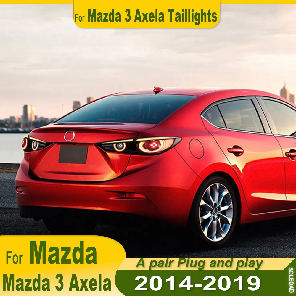

Автомобильные задние фонари в сборе для Mazda 3 Axela 2014-2019, светодиодные автоматические задние фонари, обновленный динамический мигающий сигнальный светильник Plug and play