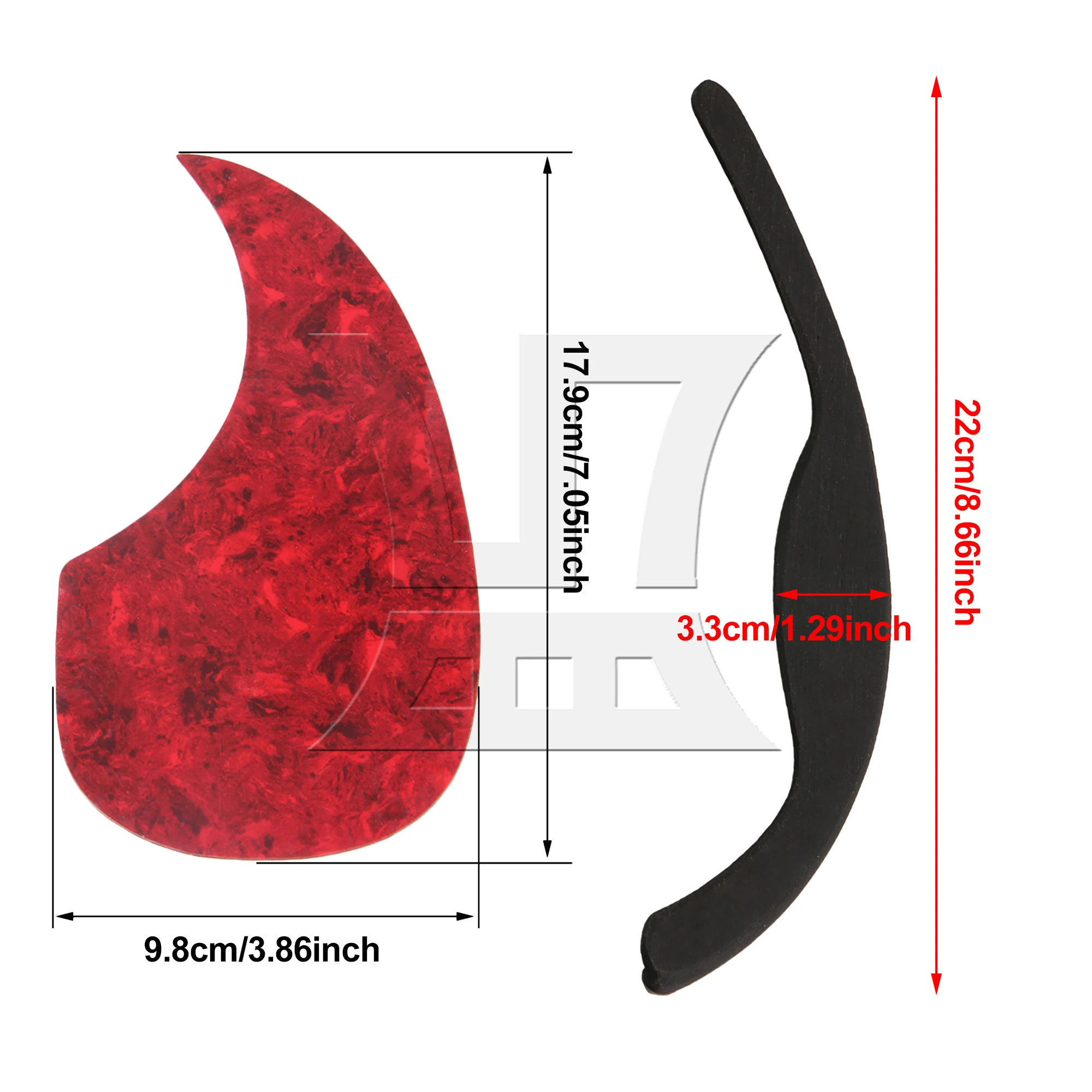 

Yibuy Folk Pop Guitar Parts Red Self Adhesive Pick Guard for with Ebony Armrest Kit