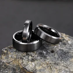 Somen Brushed Black Rings Men Ceramic Ring 8mm/6mm/4mm Lovers Wedding Band Engagement Ring Matte Male Never Fade Bague Homme