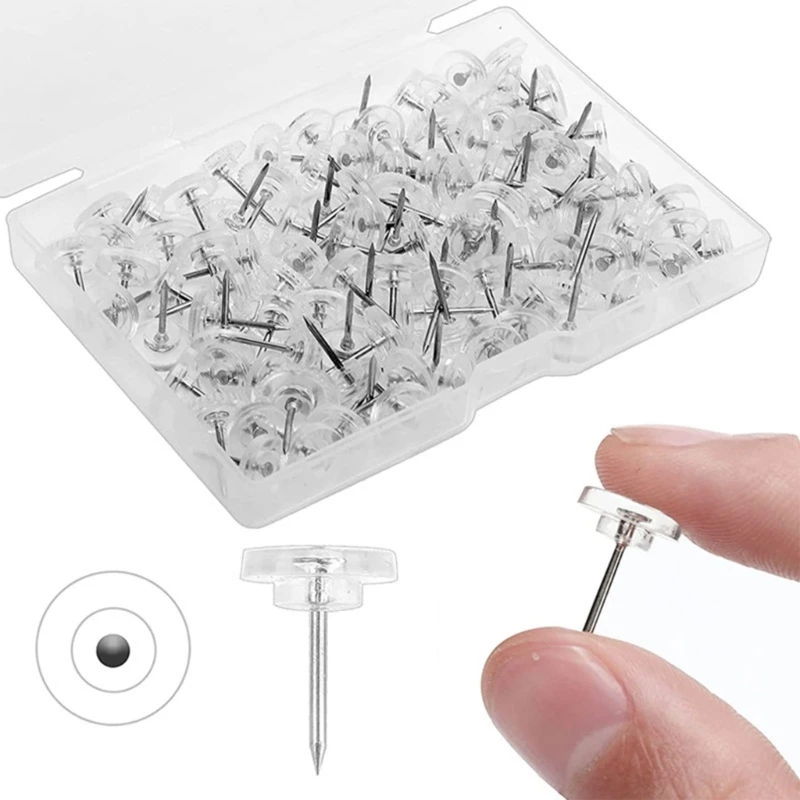 50/100/150pcs Transparent Push Pins Thumb Tacks Thumbtack Map Cork Board Pushpins Drawing Photo Wall Studs School Supplies